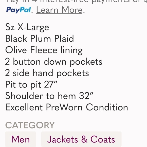 LL BEAN Fleece Lined Flannel Shirt Black Plum Sz XLARGE - Picture 7 of 7